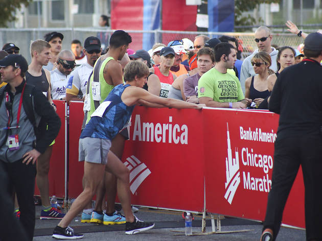 Participants started the race and crossed the finish line in Grant Park at the 2015 Chicago Marathon.