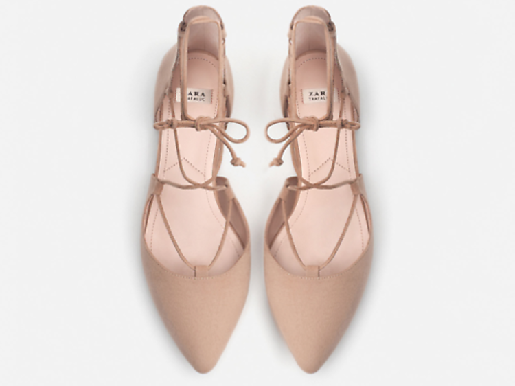 Lace-up ballerinas by Zara, £29.99