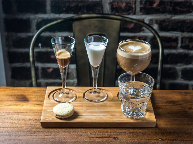 Drink a three piece deconstructed latte at Coffee  Project  