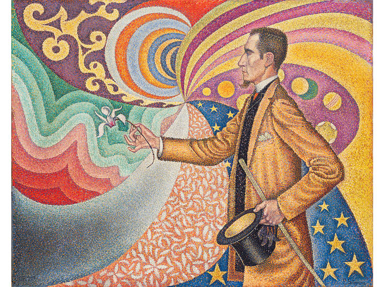 Paul Signac, Opus 217. Against the Enamel of a Background Rhythmic with Beats and Angles, Tones, and Tints, Portrait of M. Félix Fénéon in 1890 (1890)