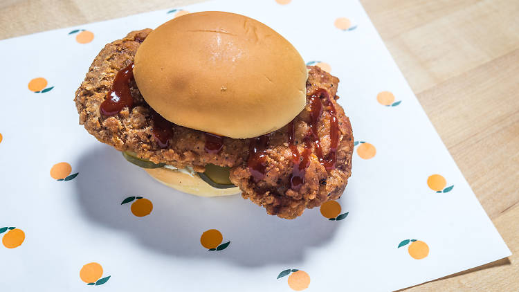 Fried chicken sandwich at Fuku