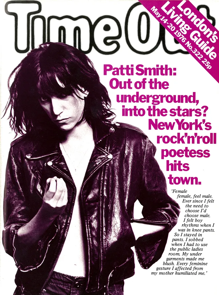 Patti Smith on the cover of Time Out, May 1976