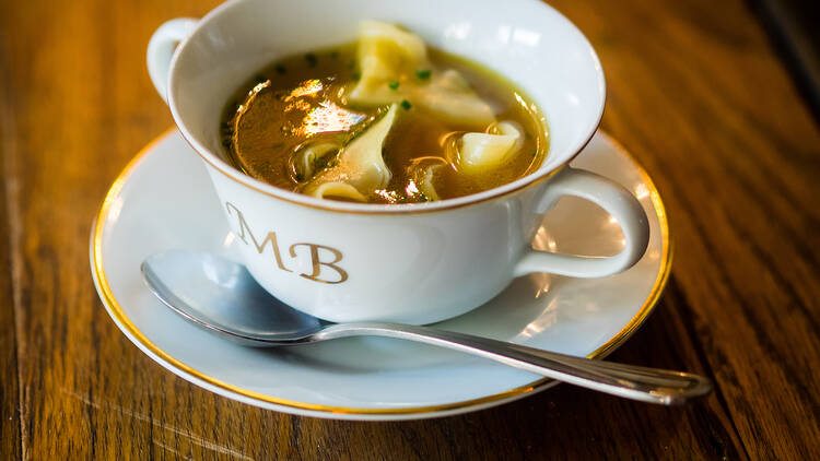 Foie gras dumpling consommé at Tastings Social Presents Mountain Bird