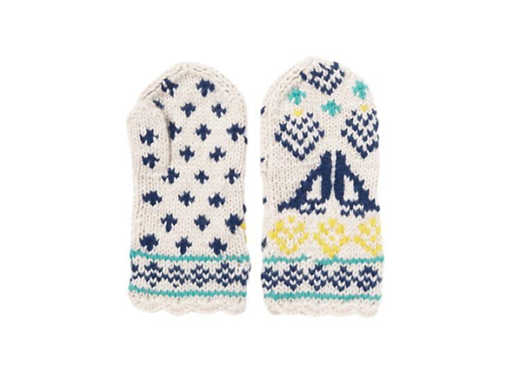 Merino oatmeal mittens by Lowie, £65