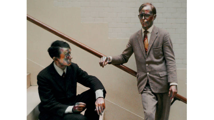 Gilbert & George as living sculptures, 1969