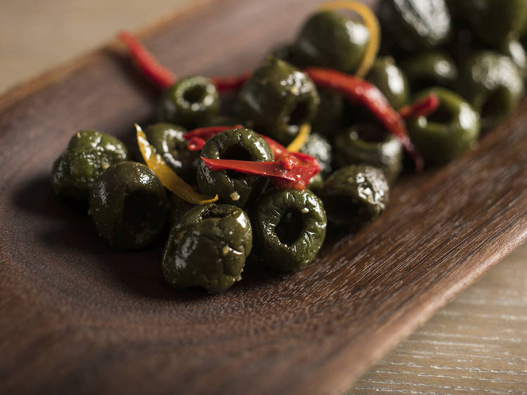 Roasted Castelvetrano olives at Nico Osteria