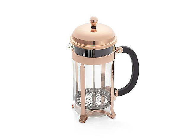 Bodum Chambord copper 34oz French press, $50, at crateandbarrel.com