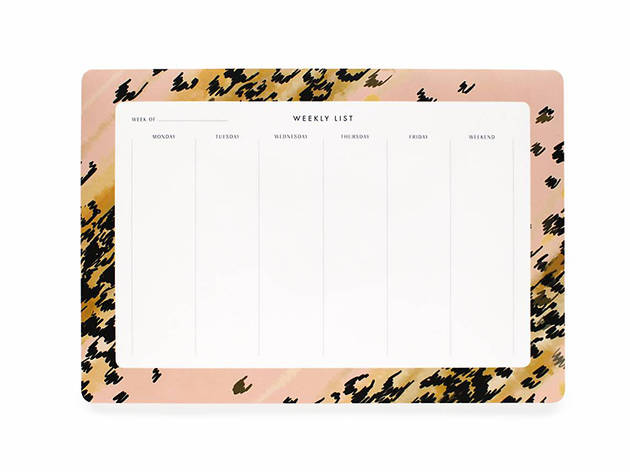Rifle Paper Co. Leopard weekly desk planner, $12, at riflepaperco.com