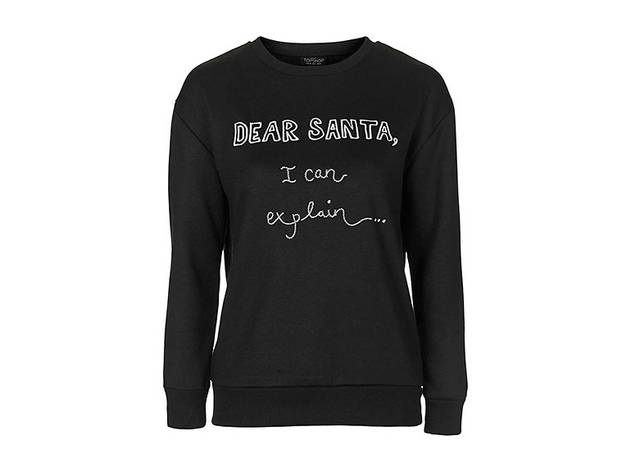 Topshop Dear Santa sweatshirt, $52, at topshop.com