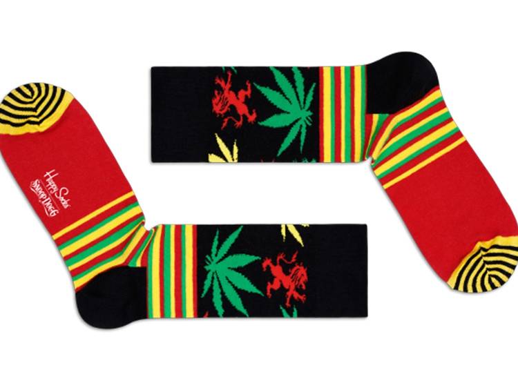 Happy Socks x Snoop Dogg stripes and plants socks