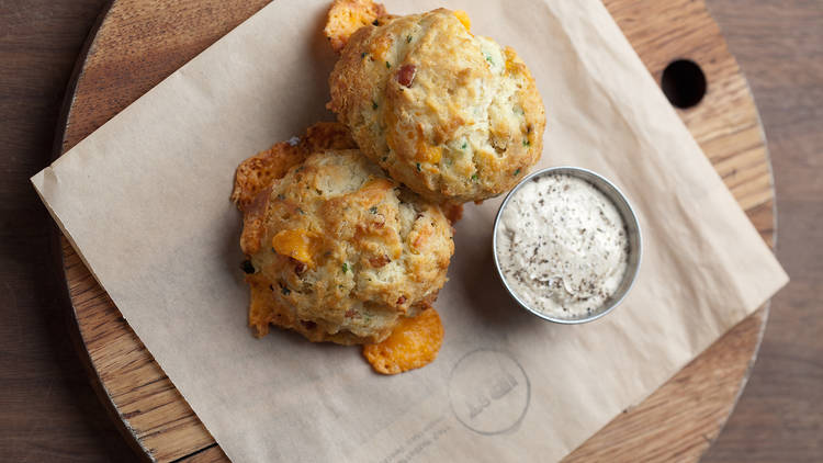 Bacon chedder buttermilk biscuits at MB Post