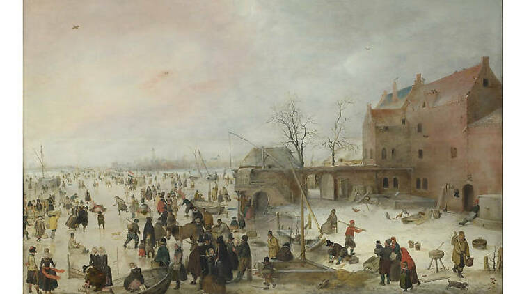 Hendrick Avercamp, ‘A Scene on the Ice Near a Town’, 1615