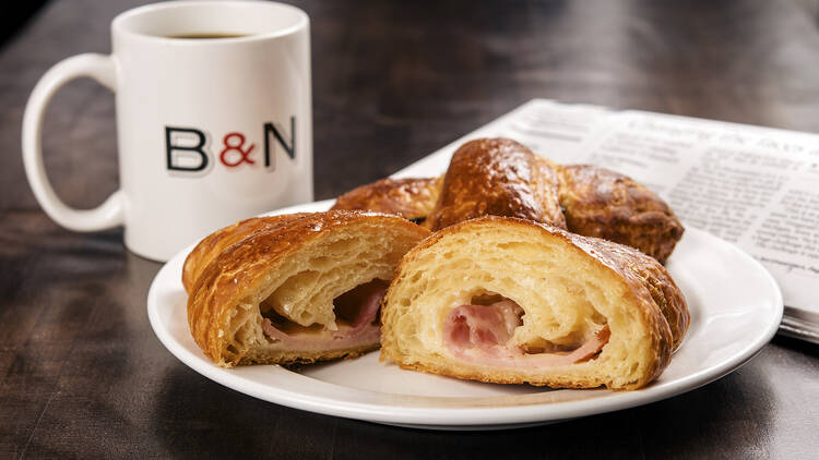 Ham and Swiss croissant at Baker and Nosh