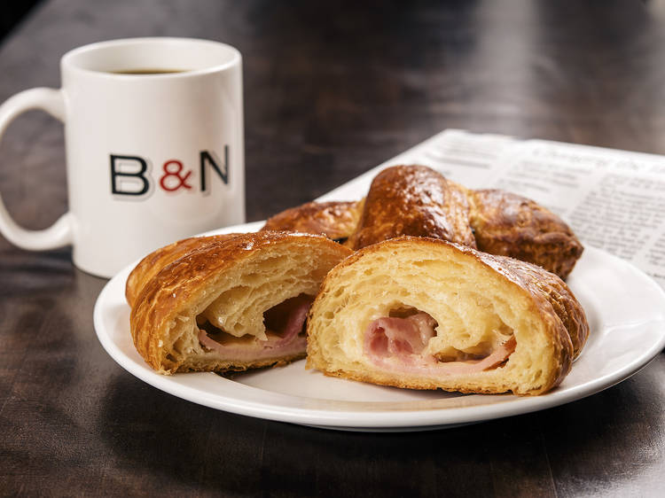 Ham and Swiss croissant at Baker and Nosh