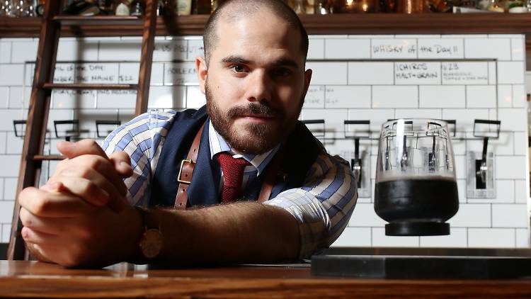 Photograph of Jack Sotti, bartender and general manager at Melbourne bar Boilermaker House