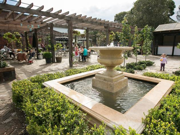 A shot of the outside courtyard at The Grounds of Alexandria. In
