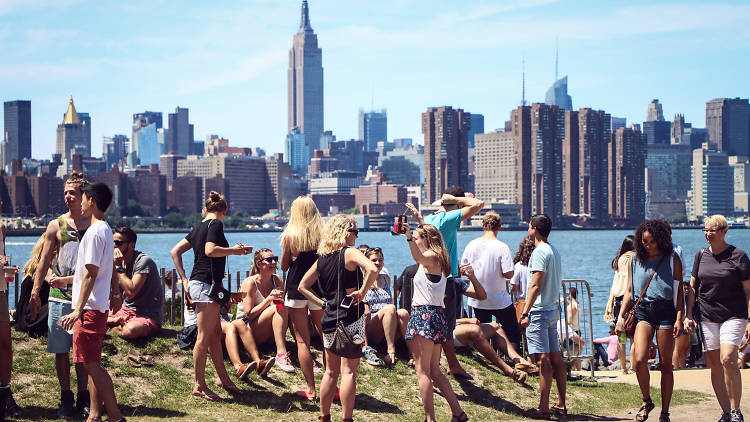 Smorgasburg on Saturdays has the best panoramic view of Manhattan