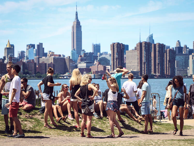 Smorgasburg on Saturdays has the best panoramic view of Manhattan