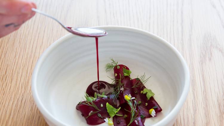 Salt-baked beetroot in blackcurrant sauce