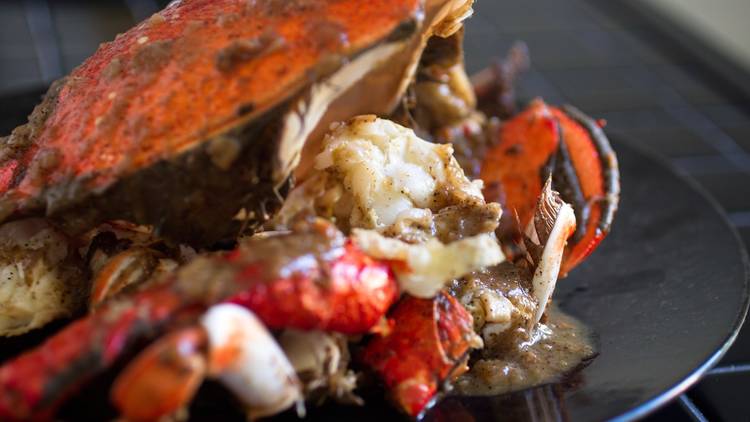 Crab cooked in black pepper and butter sauce