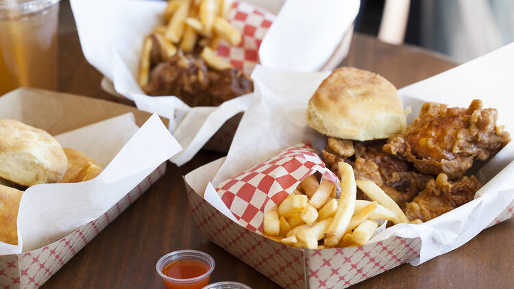 Fried chicken at Honey's Kettle Fried Chicken