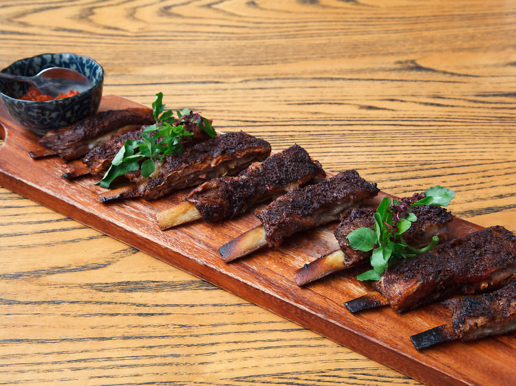 Lamb ribs with dastardly hot sauce at Fuego