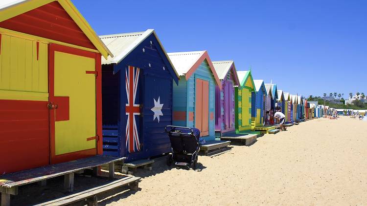 A shot of the historical bath sheds along Brighton Beach