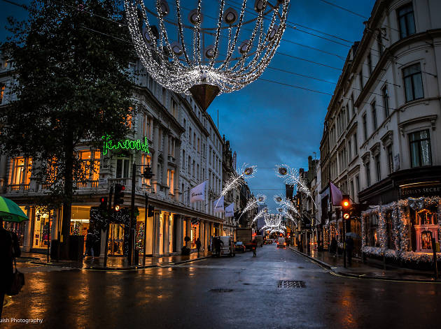 Christmas lights over New Bond Street, London Christmas lights over New Bond Street, London