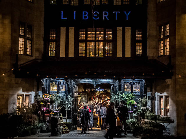 The flower stall outside Liberty deparment store, London The flower stall outside Liberty deparment store, London