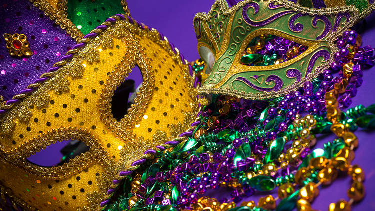 Mardi Gras masks and beads