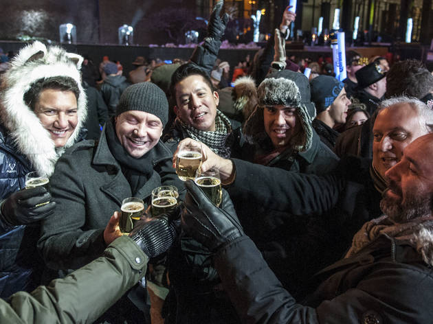 Crowds welcomed the new year with fireworks and music at Chi-Town Rising, December 31, 2015.