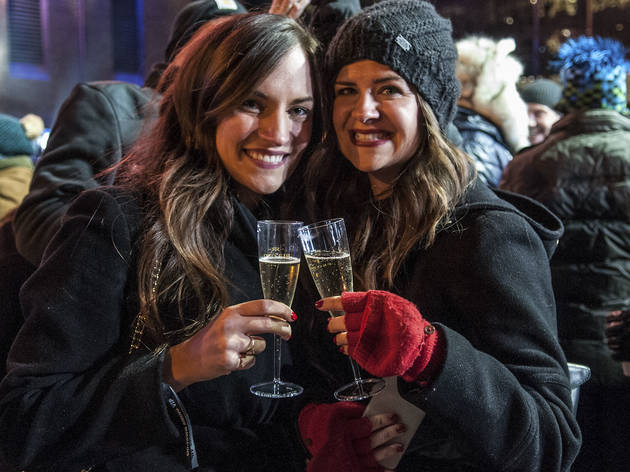 Crowds welcomed the new year with fireworks and music at Chi-Town Rising, December 31, 2015.