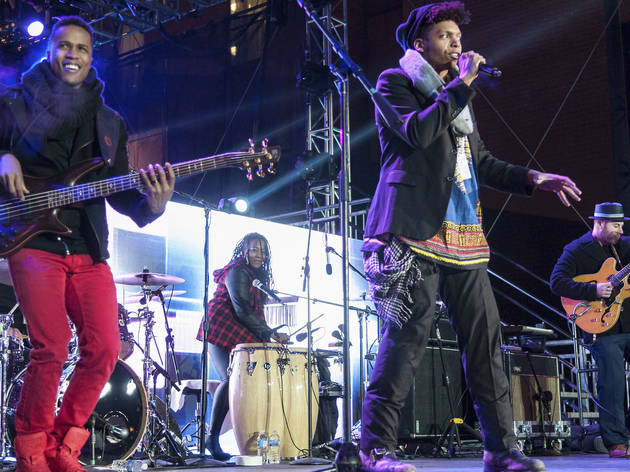 Crowds welcomed the new year with fireworks and music at Chi-Town Rising, December 31, 2015.