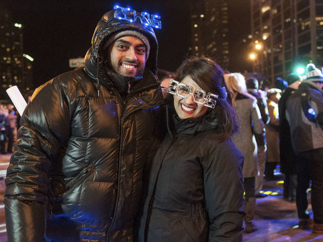 Crowds welcomed the new year with fireworks and music at Chi-Town Rising, December 31, 2015.