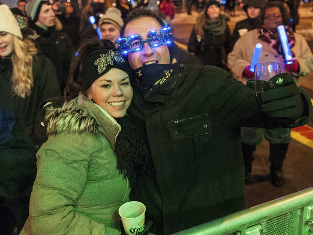 Crowds welcomed the new year with fireworks and music at Chi-Town Rising, December 31, 2015.