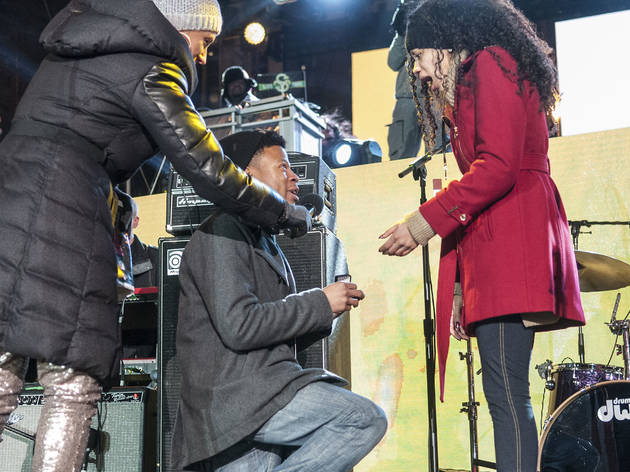 Crowds welcomed the new year with fireworks and music at Chi-Town Rising, December 31, 2015.