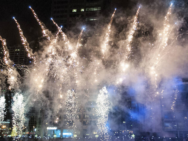 Crowds welcomed the new year with fireworks and music at Chi-Town Rising, December 31, 2015.