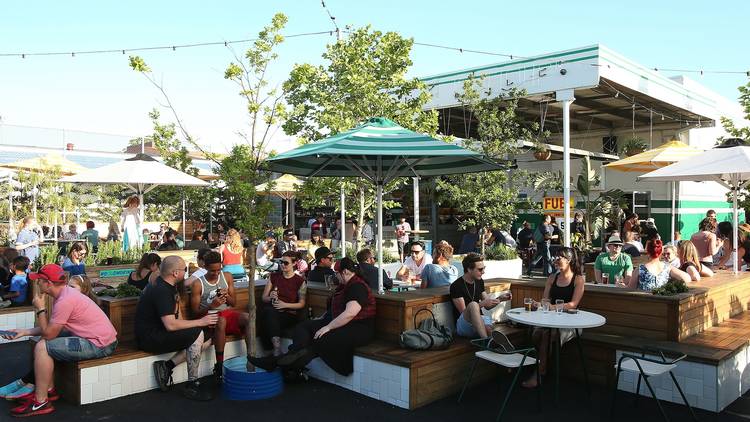 An outside shot of the dining area at Welcome to Thornbury showi