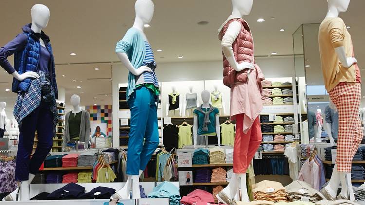 Mannequins dressed up with clothes found in store