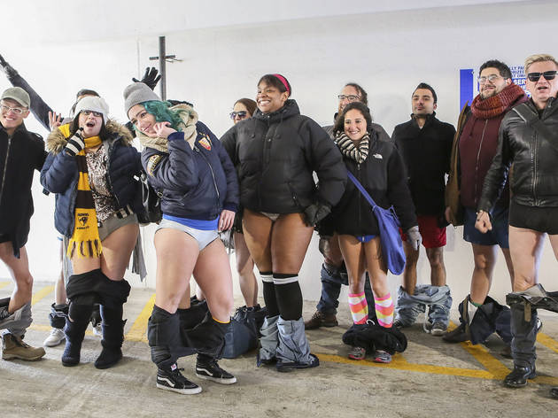 Riders showed off their underwear during the No Pants Subway Ride, January 10, 2016.