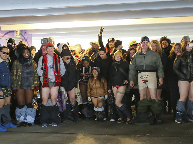 Riders showed off their underwear during the No Pants Subway Ride, January 10, 2016.
