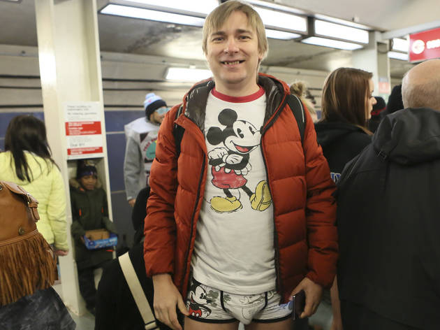 Riders showed off their underwear during the No Pants Subway Ride, January 10, 2016.