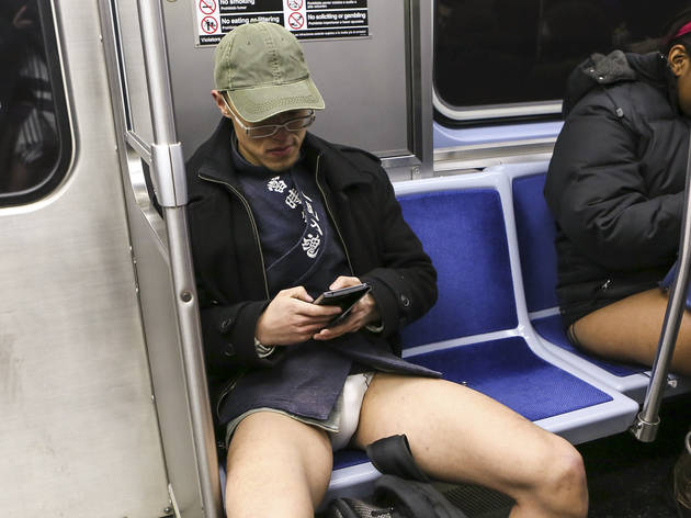 Riders showed off their underwear during the No Pants Subway Ride, January 10, 2016.