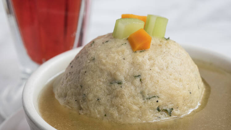 Bubbie’s chicken soup with matzo ball at Eleven City Diner