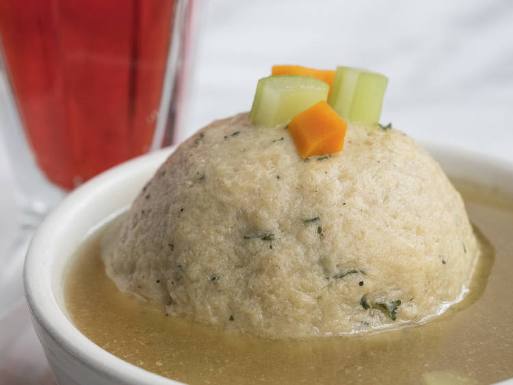 Bubbie’s chicken soup with matzo ball at Eleven City Diner