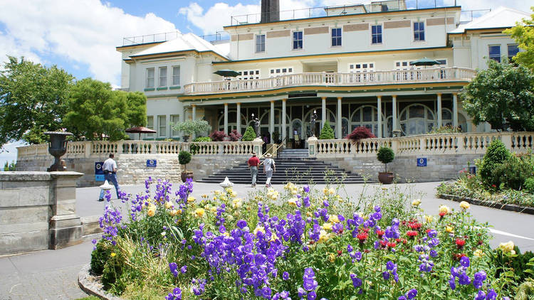 An exterior shot of the main building at The Carrington Hotel 