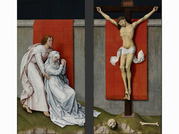 Rogier van der Weyden, “The Crucifixion, with the Virgin and Saint John the Evangelist Mourning,” c. 1460