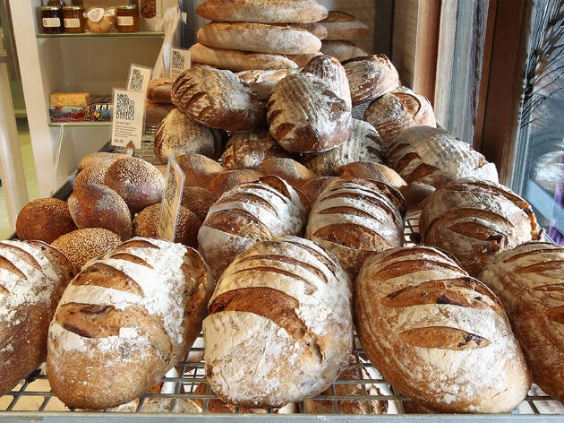 Bread at Baker D Chirico Loaves of bread sit in the window of a bakery