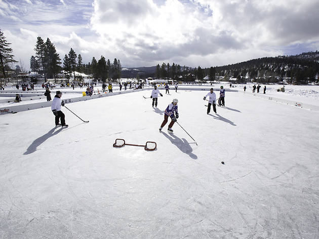The Inaugural Montana Pond Hockey Classic held on Foys Lake in Kalispell, Montana.
