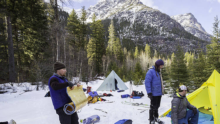 Backcountry camp in winter